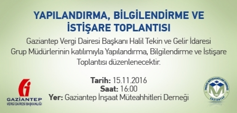 Vergi Yapılandırması, Bilgilendirme ve İstişare Toplantısı