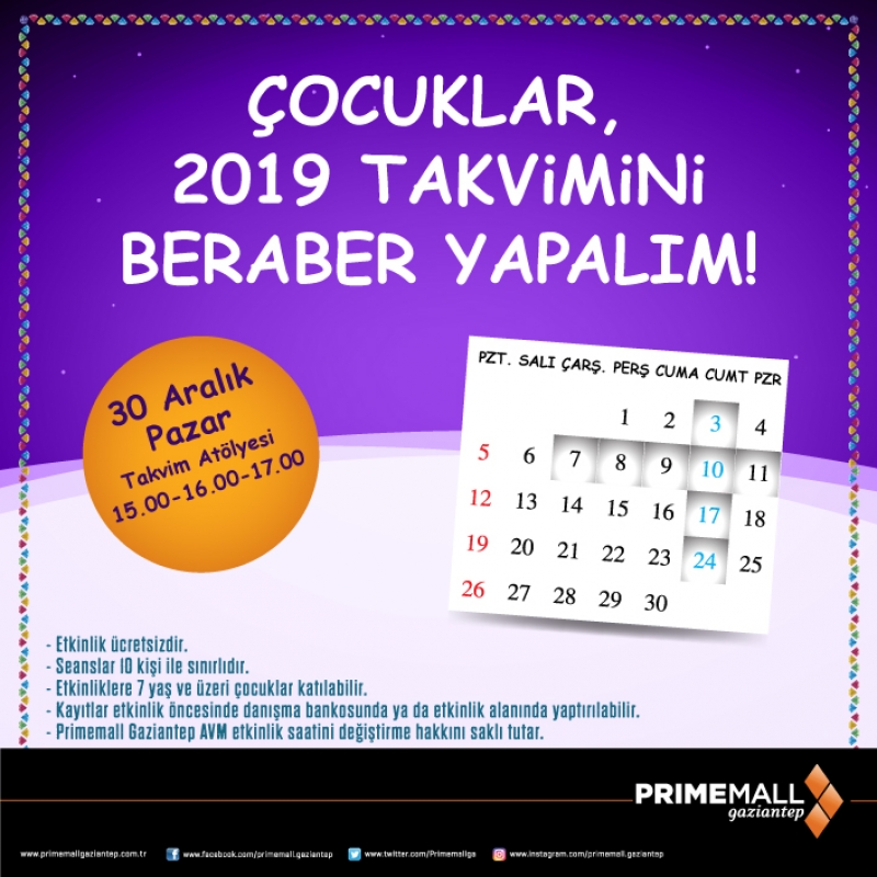 ÇOCUKLAR 2019 TAKVİMİNİ BERABER YAPALIM