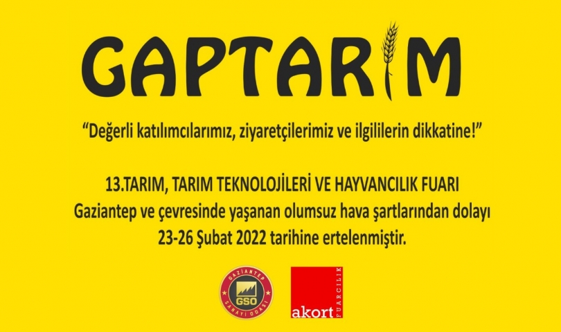 GaAPTARIM ve Hayvancılık Fuarı ertelendi