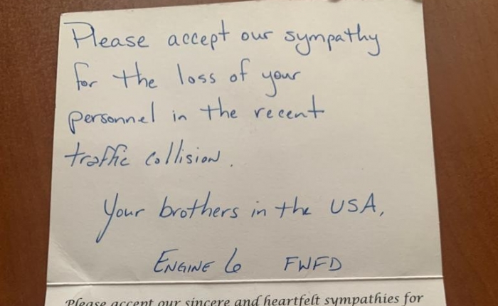 Şehit itfaiyecilere ABD’li meslektaşlarından taziye mektubu