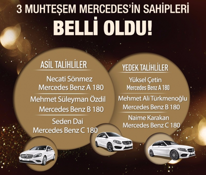 Sanko park'dan üç kişiye mercedes