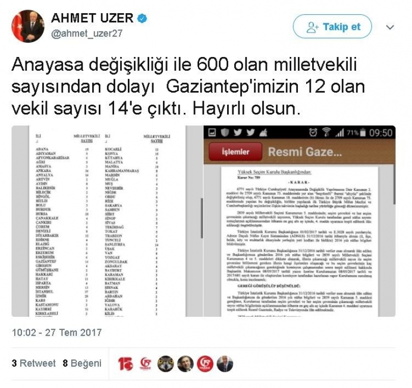 Milletvekili Uzer’den "vekil" müjdesi