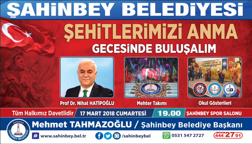 Şahinbey Belediyesi’nden Şehitleri Anma Gecesine Davet