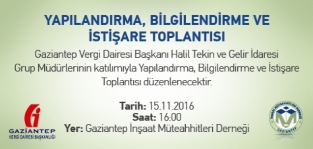 Vergi Yapılandırması, Bilgilendirme ve İstişare Toplantısı